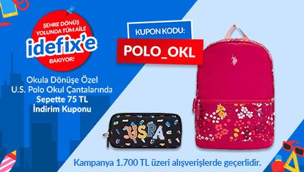 U.S. Polo Okul Çantalarında Sepette 75 TL Kupon: POLO_OKL