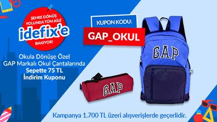 GAP Markalı Okul Çantalarında Sepette 75 TL Kupon: GAP_OKUL