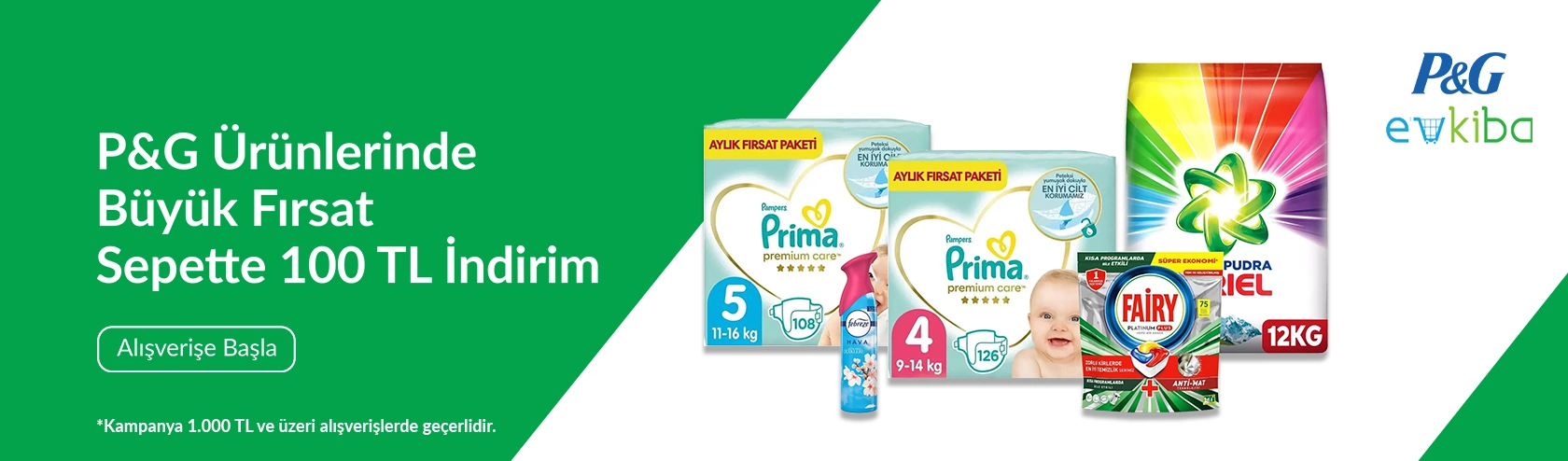 P&G Ürünlerinde Büyük Fırsat! 1000TL ve üzeri Alışverişlerde Sepette 100TL İndirim