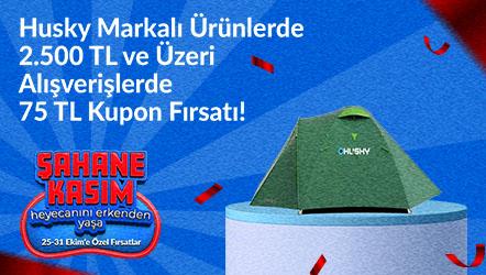 Husky Markalı Ürünlerde 2500 TL ve üzeri Alışverişlerde 75 TL Kupon Fırsatı!