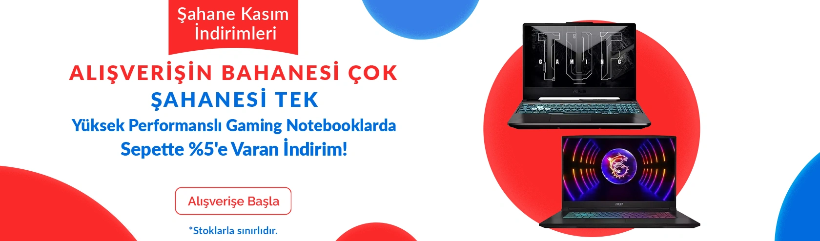 Yüksek Performanslı Gaming Notebooklarda Sepette %5'e Varan İndirim!