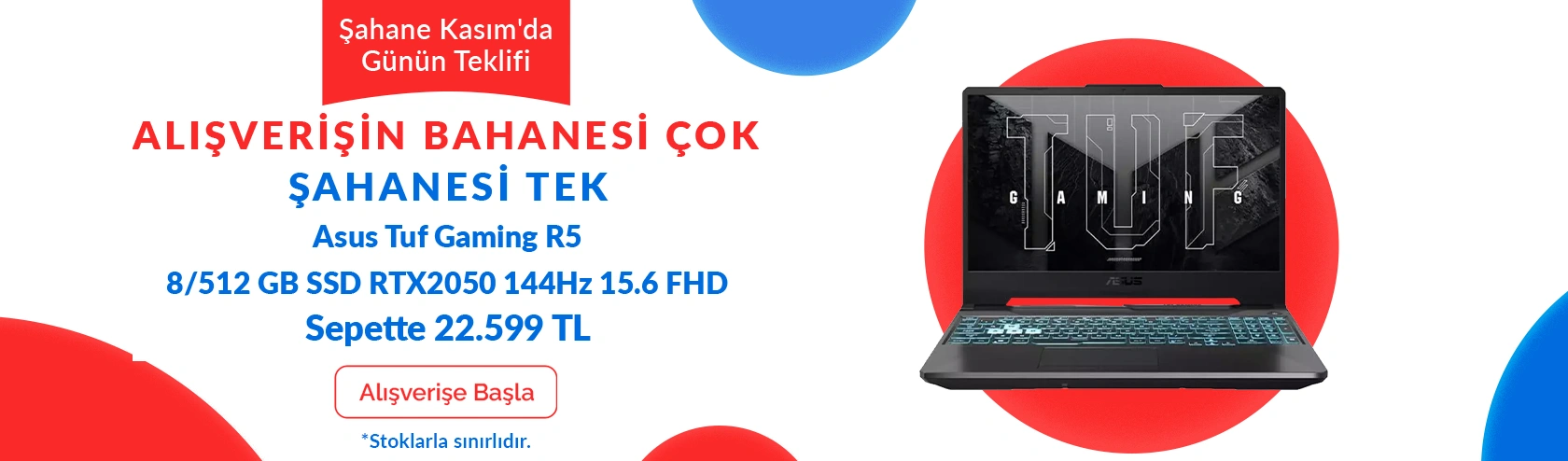 Günün Teklifi - Asus Tuf Gaming  Ryzen 5 7535HS 8GB 512GB SSD RTX2050 144Hz  15.6 FHD 22.599 TL!