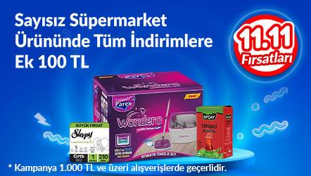 Süpermarket ürünlerinde Tüm indirimlere ek 1000 TL'ye 100 TL indirim!