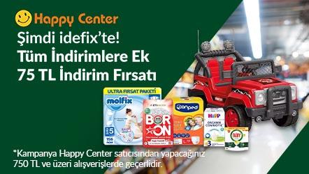 Happy Center Mağazasında Tüm İndirimlere Ek 750 TL Üstü Alışverişinize 75 TL İndirim