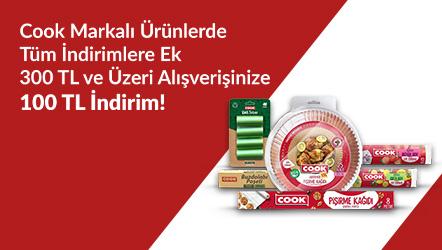 Cook Markalı Ürünlerde Tüm İndirimlere Ek 300 TL ve Üzeri Alışverişinize 100 TL İndirim!