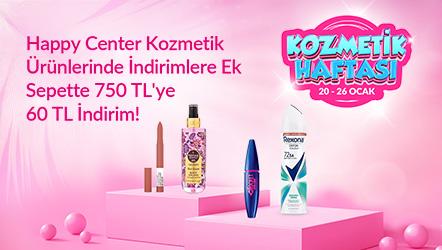 Happy Center Kozmetik Ürünlerinde İndirimlere Ek Sepette 750 TL'ye 60 TL İndirim