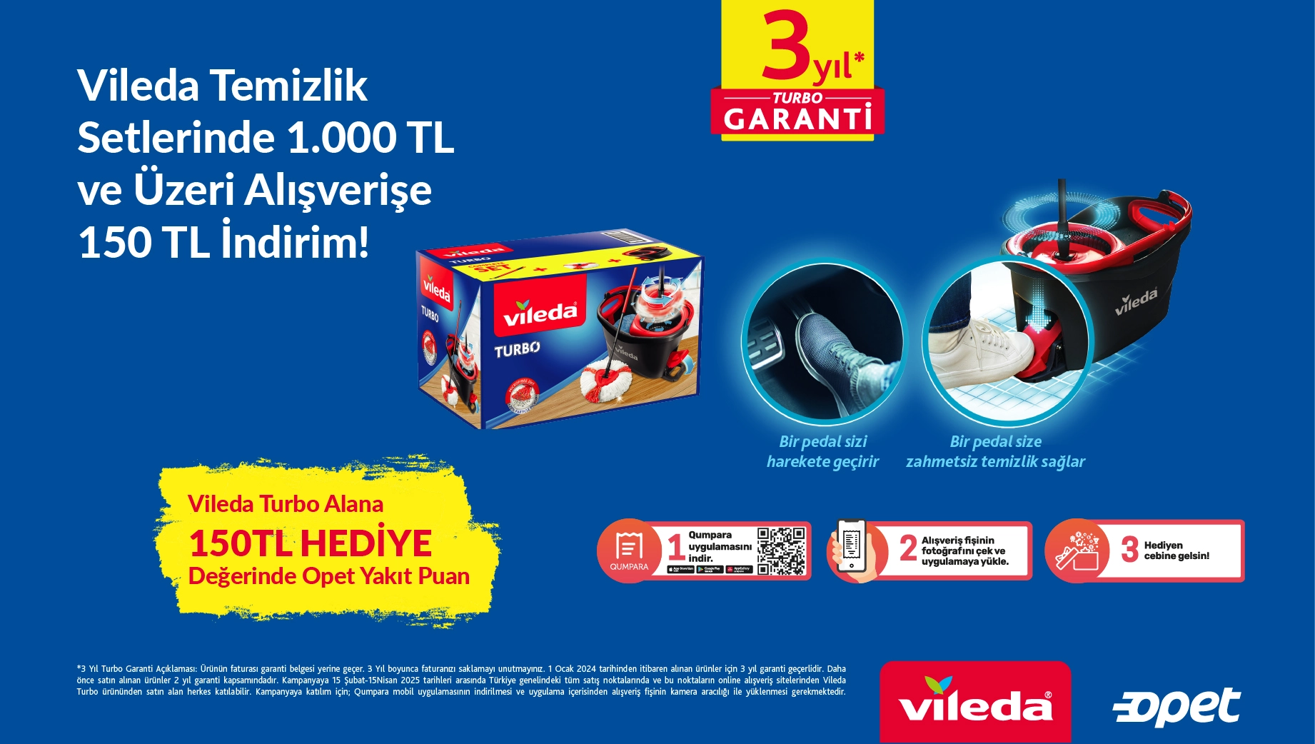 Vileda Turbo Temizlik Seti Alana 150TL Değerinde Opet Yakıt Puanı Hediye