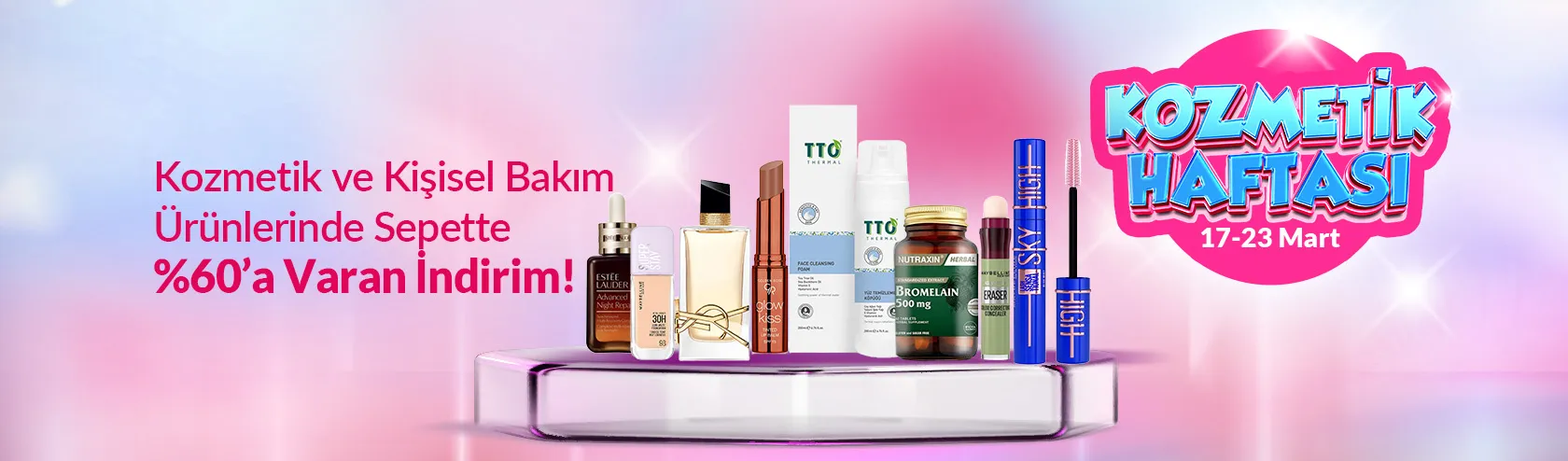 Kozmetik ve Kişisel Bakım Ürünlerinde Sepette %60'a Varan ndirim!