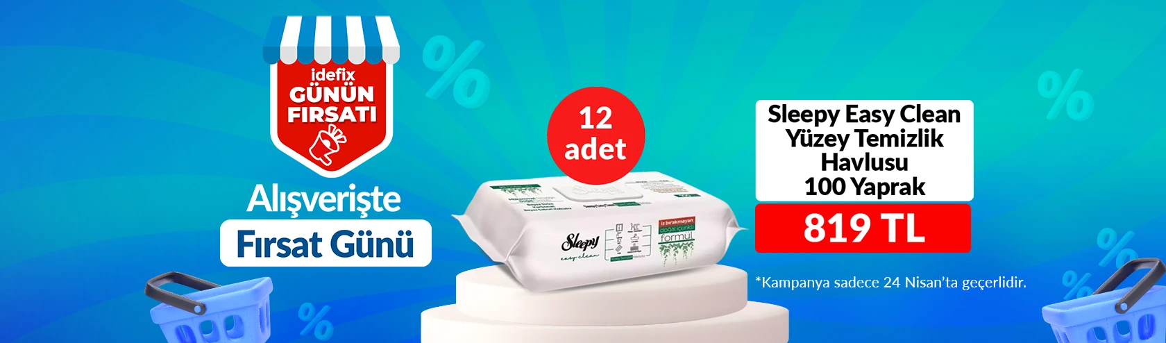 Sleepy Easy Clean Yüzey Temizlik Havlusu 100 Yaprak 819 TL