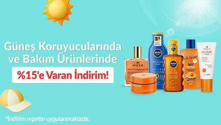 Güneş Koruyucularında ve Bakım Ürünlerinde  Sepette %15'e Varan İndirim!