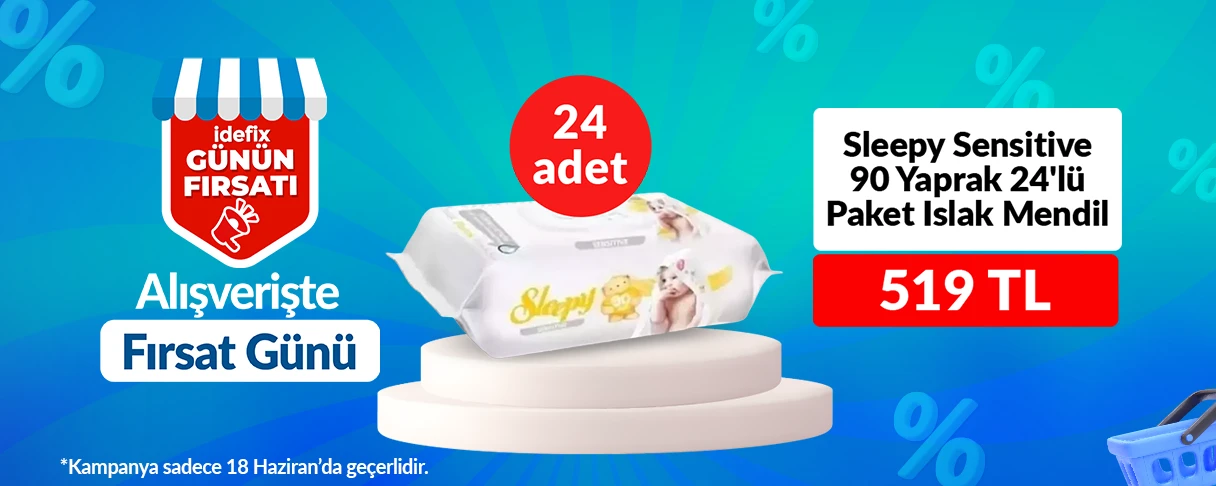 18 Haziran Çarşamba - Sleepy Sensitive 90 Yaprak 24'lü Paket Islak Mendil