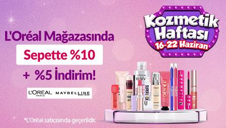 L'Oréal Paris, Maybelline New York, Garnier Ürünlerinde Sepette %10 + %5 İndirim