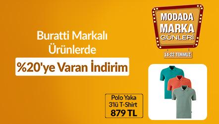 Buratti Markalı Ürünlerde %20'ye Varan İndirim Buratti Pamuklu Polo Yaka 3'lü T-Shirt 879 TL