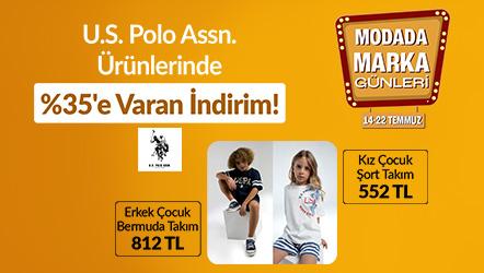 U.S. Polo Assn. Markalı Ürünlerde %35'e Varan İndirim (Erkek Çocuk Bermuda Takım 812 TL Kız Çocuk Şort Takım 552 TL