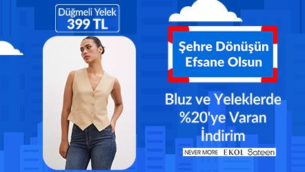 Bluz ve Yeleklerde %20'ye Varan İndirim (Kadın Düğmeli Yelek 399 TL)