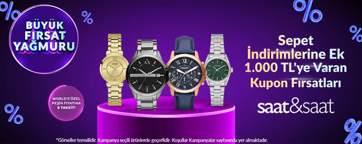 Sepet İndirimlerine Ek 1.000 TL'ye Varan Kupon Fırsatları (Saat&Saat)