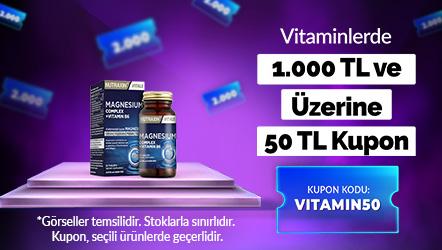 Seçili Vitaminlerde 1.000 TL ve üzerine 50 TL Kupon Kodu VITAMIN50