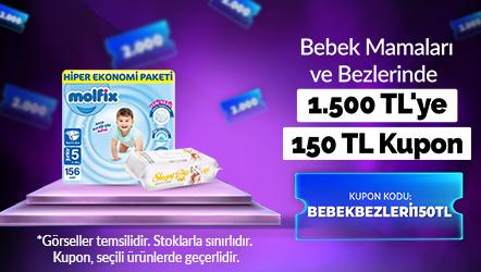 Bebek Mamaları ve Bezlerinde 1.500 TL'ye 150 TL Kupon KOD: BEBEKBEZLERİ150TL