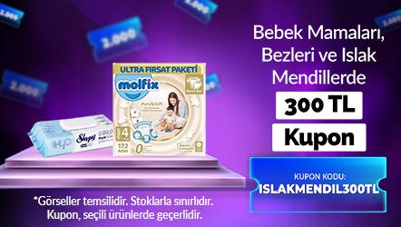 Bebek Mamaları, Bebek Bezleri ve Islak Mendillerde 3.500 TL ve üzerine 300 TL kupon