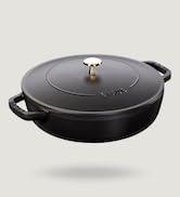 STAUB dökme demir kızartma tavası, kapakta Chistera damla yapısı, yuvarlak 28 cm, 3,7 l, tüm ocak türleri için...