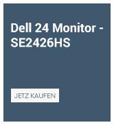 Metin "Dell 24 Monitor — SE2426HS" ve altında "ULTRASLIM" etiketlidir. Gri arka plan üzerinde koyu mavi, dikdörtgen ürün bilgileri afişi.