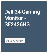 Metin "Dell 24 Oyun Monitörü SE426HG" ve "DAHA FAZLA BİLGİ" düğmesidir. Ürün bilgileri ile koyu mavi etiket.