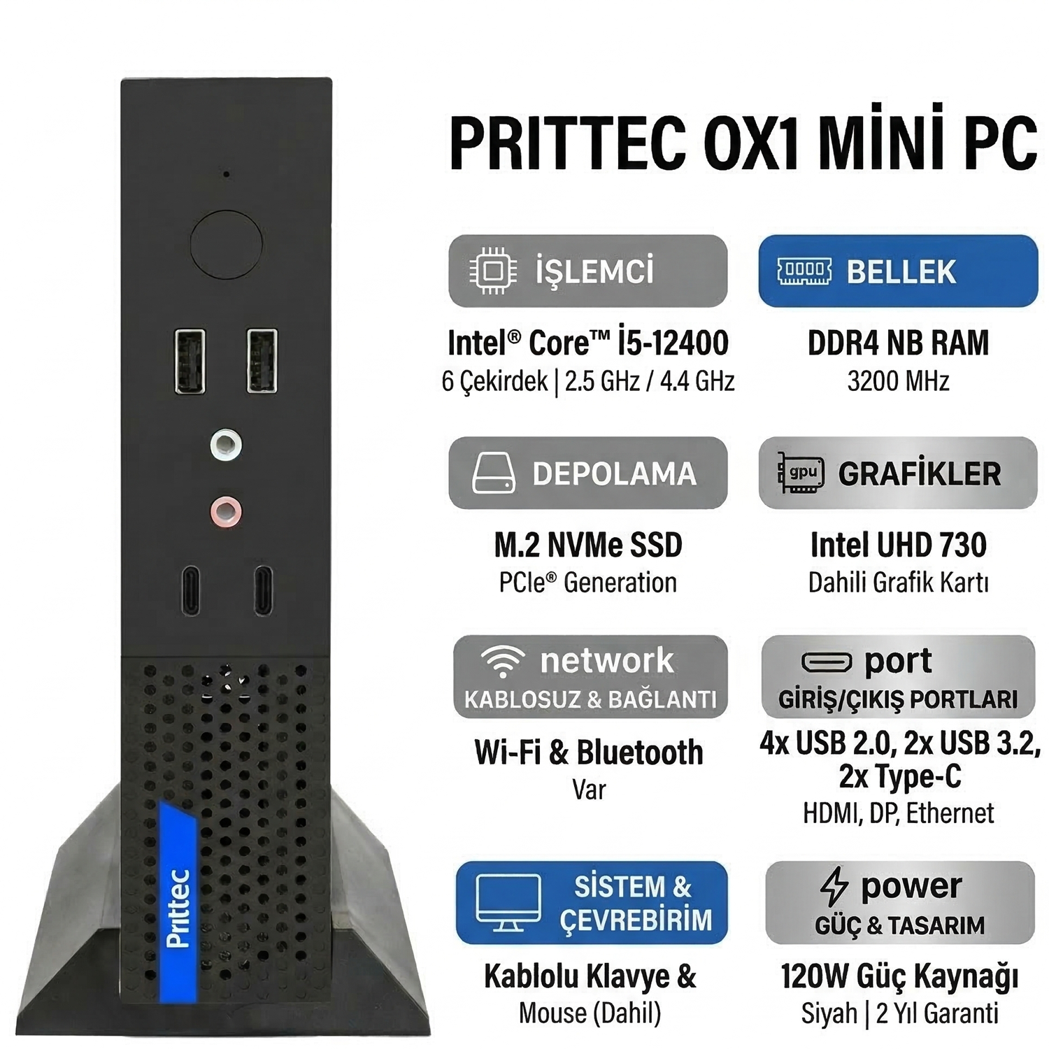 PRITTEC OX1 Mini PC Ana Görsel