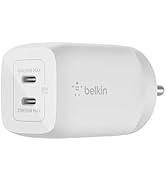 Belkin 65W (45W+20W) İki Bağlantı Noktalı USB -C GaN Şarj Cihazı | Hızlı Şarj PD | iPhone için GaN Teknolojisi...