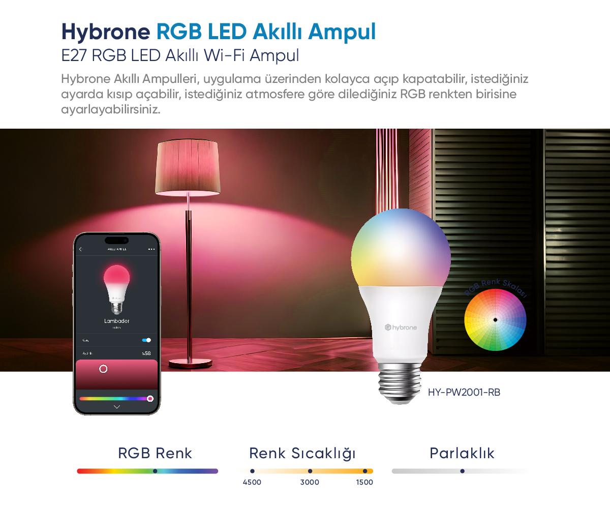 Hybrone Akıllı Wi-Fi RGB LED Ampül