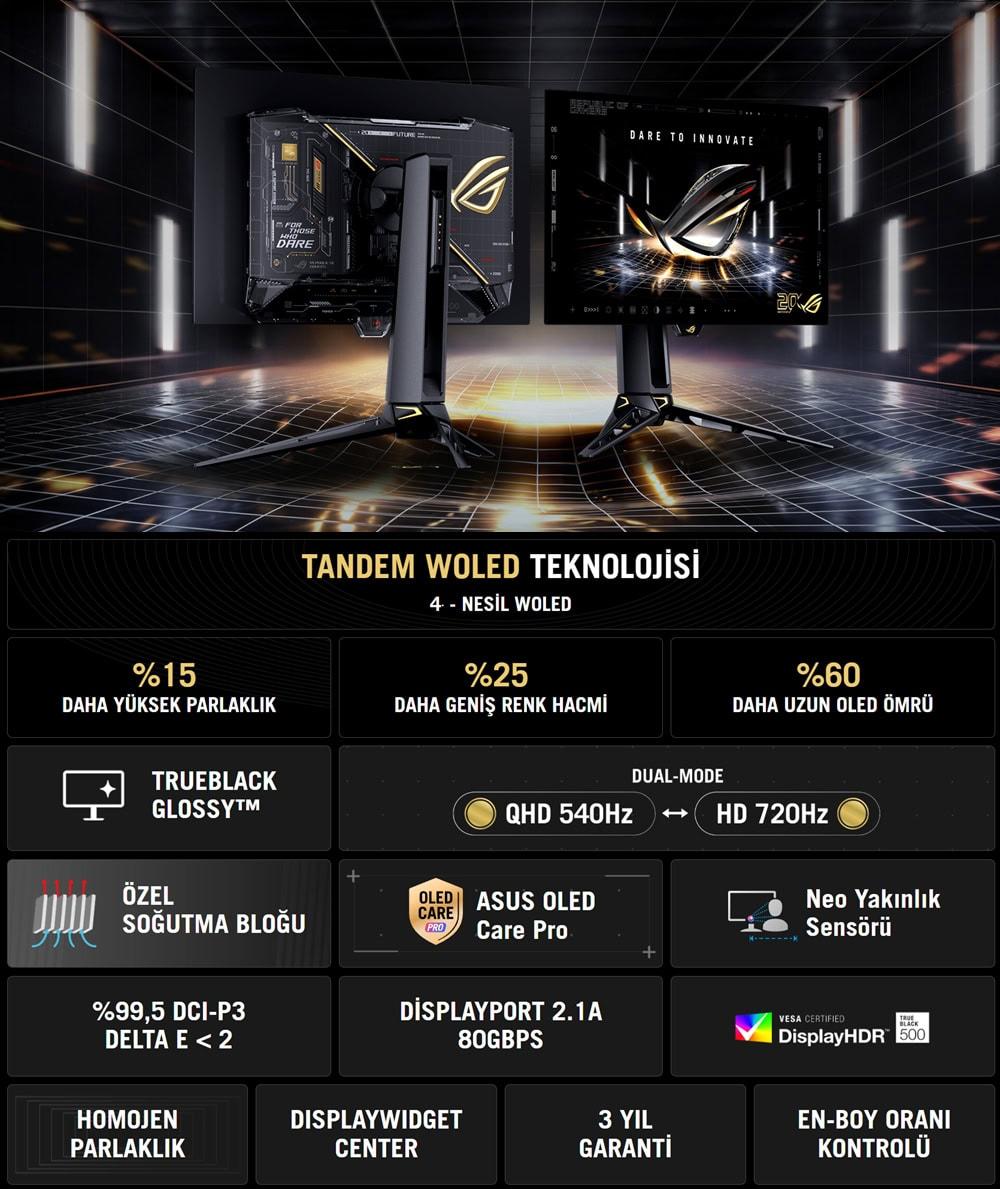 ASUS ROG Swift OLED PG27AQWP-G EDITION 20. Yıl 26.5 inç 720 HD - 540Hz 2K QHD Dual-Mode 0.02ms Adaptive Sync Tandem WOLED Pivot Gaming Monitör h2