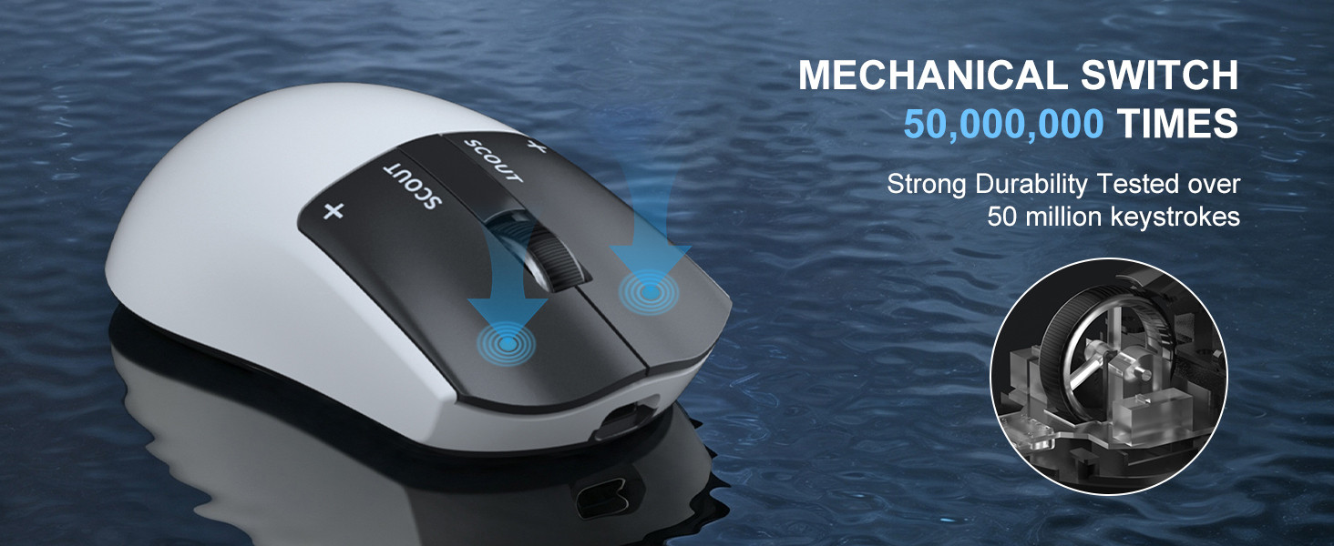MageGee Scout & RGB Dock Station 12.000DPI PAW3311 Triple Mode (Kablolu/Bluetooth/2.4G) Beyaz Gaming Mouse