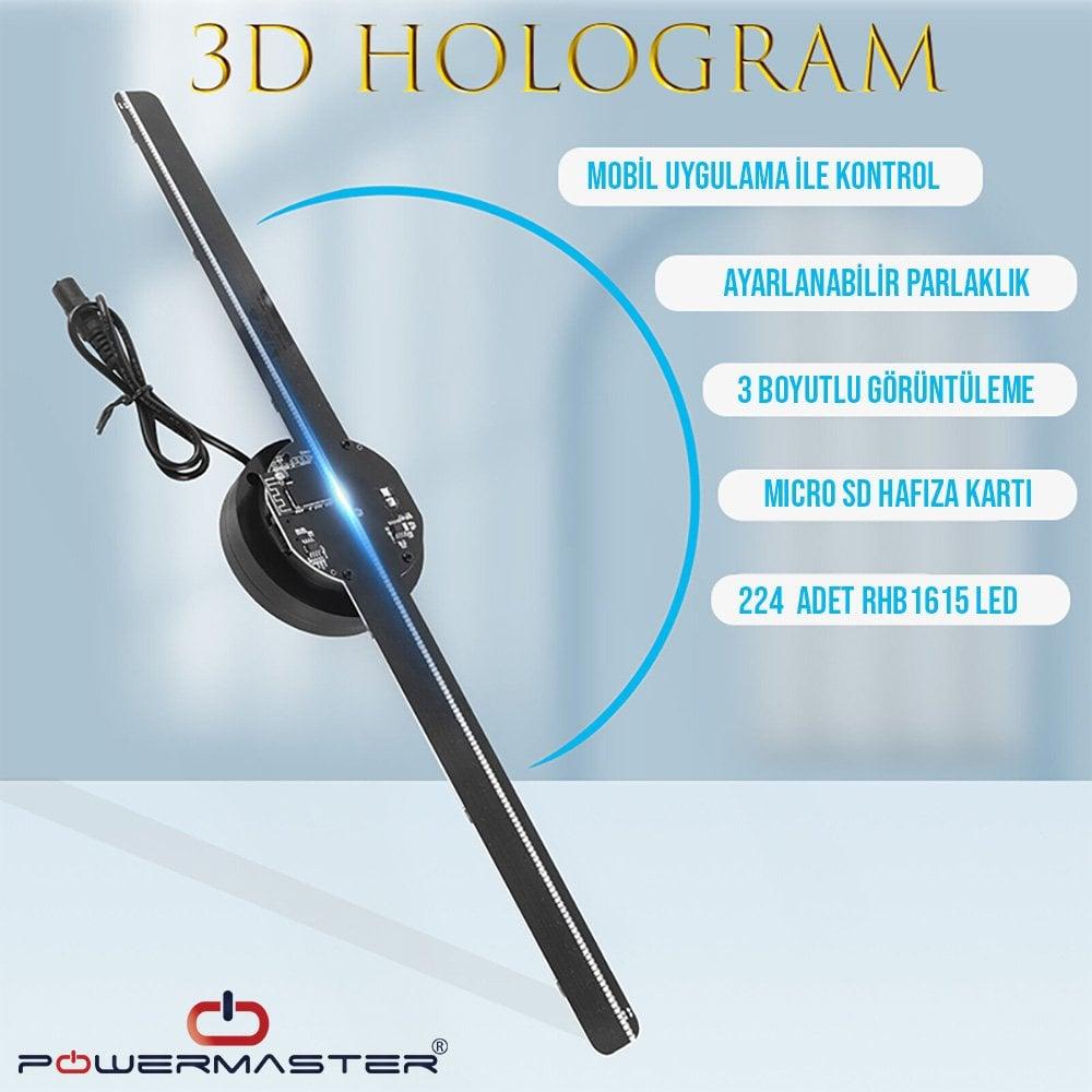 Powermaster F2 12 Volt 170 Derece Görüş Açılı 430 Mm X 430 Mm X 39 Mm Smart 3d Hologram Fan