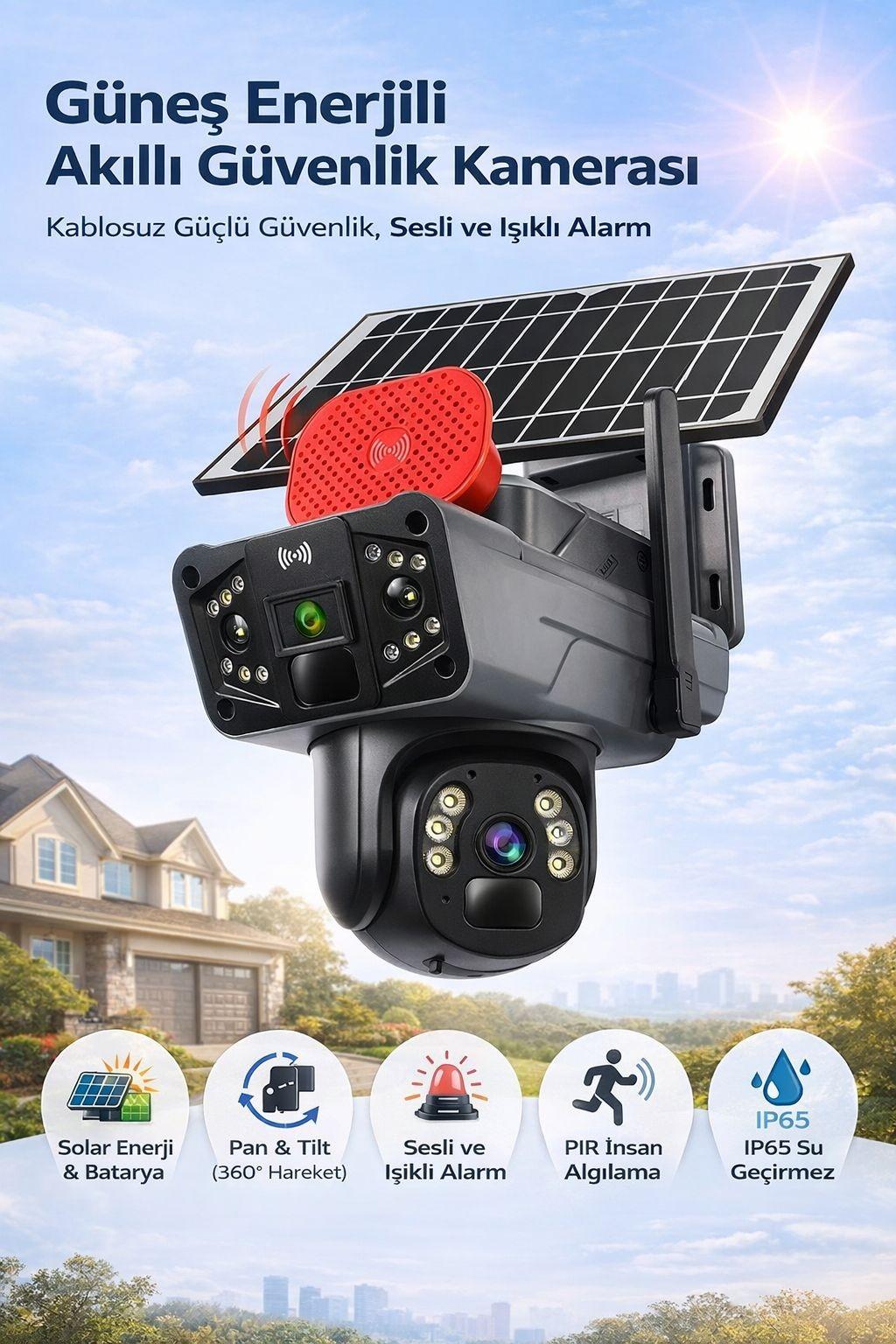 UNW-X59 2’li 4G Solar Güvenlik Kamerası (1 Sabit + 1 Hareketli) eSIM’li, 20GB İnternet Dahil, 32GB SD Kart Hediyeli, 12MP, Renkli Gece Görüşlü Görsel 2