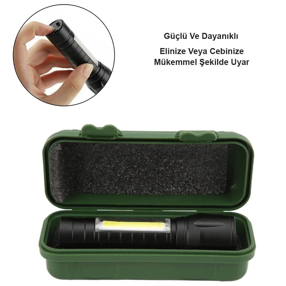 Powermaster PM-4525 Metal Flashlight Power Ledli Şarjlı El Feneri