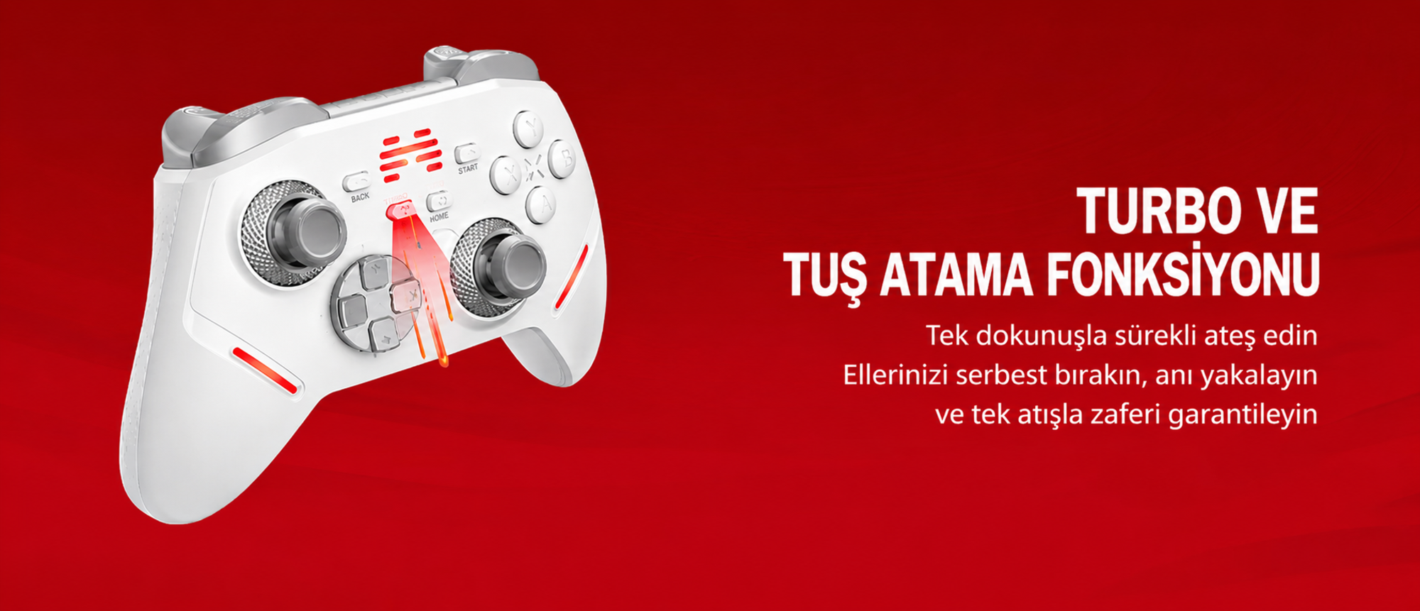 BEITONG KP40 TMR Kablosuz Beyaz Gamepad (2.4G, Bluetooth, Kablolu)