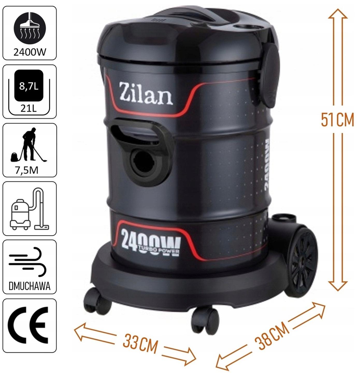 UNIWERSALNY MOCNY ODKURZACZ PRZEMYSŁOWY BEZWORKOWY NADMUCH 21L 2400W Waga produktu z opakowaniem jednostkowym 6.4 kg