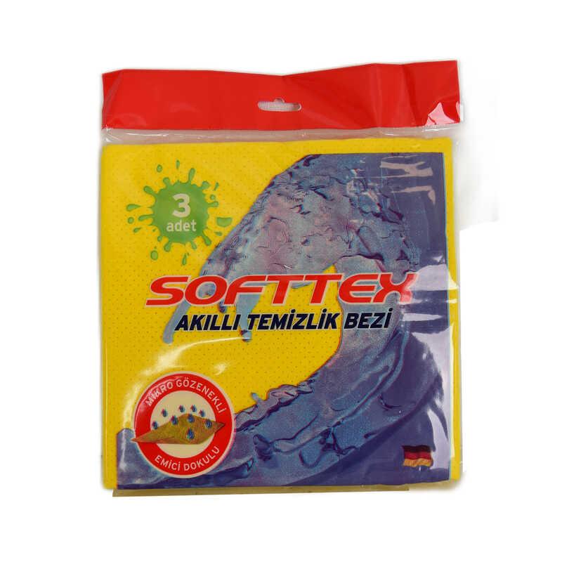 SOFTTEX AKILLI TEMİZLİK BEZİ MİKRO GÖZENEKLİ EMİCİ DOKU KARIŞIK RENKLİ 3 ADET