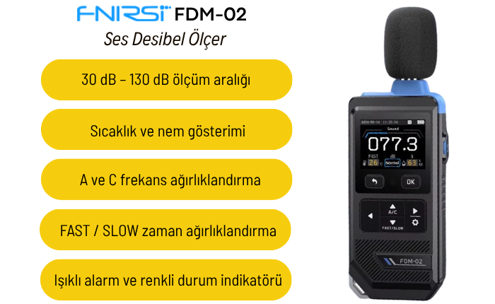 FNIRSI FDM-02 Desibel Ölçer Özellikleri