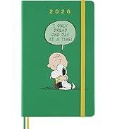 Moleskine Daily Planner Peanuts, 12 aylık günlük takvim 2026, sert kapaklı, elastik versiyon