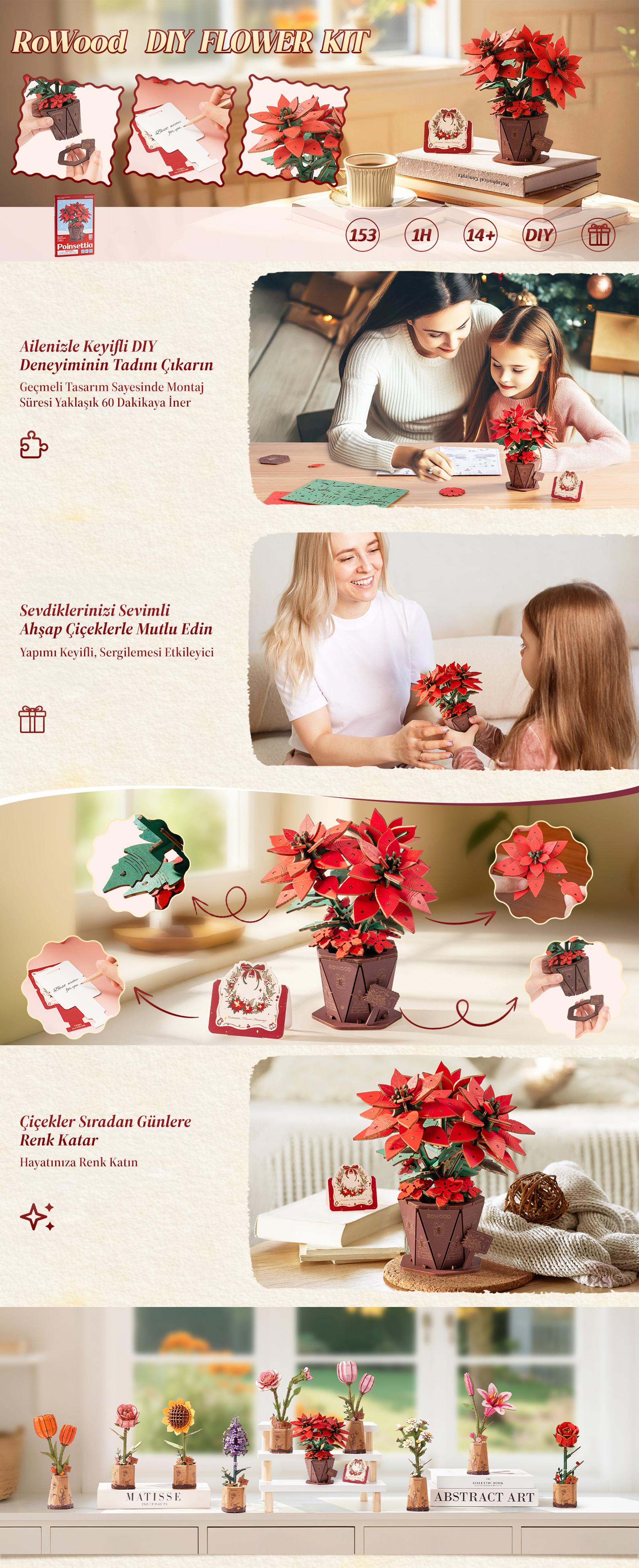 Rowood TF001 Poinsettia 3D Wooden Puzzle