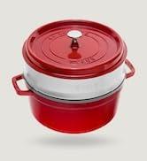 STAUB dökme demir kızartma tavası/Cocotte, paslanmaz çelik buhar eklentili, yuvarlak 26 cm, 5,2 l, aromalı güveç eğlenceli...