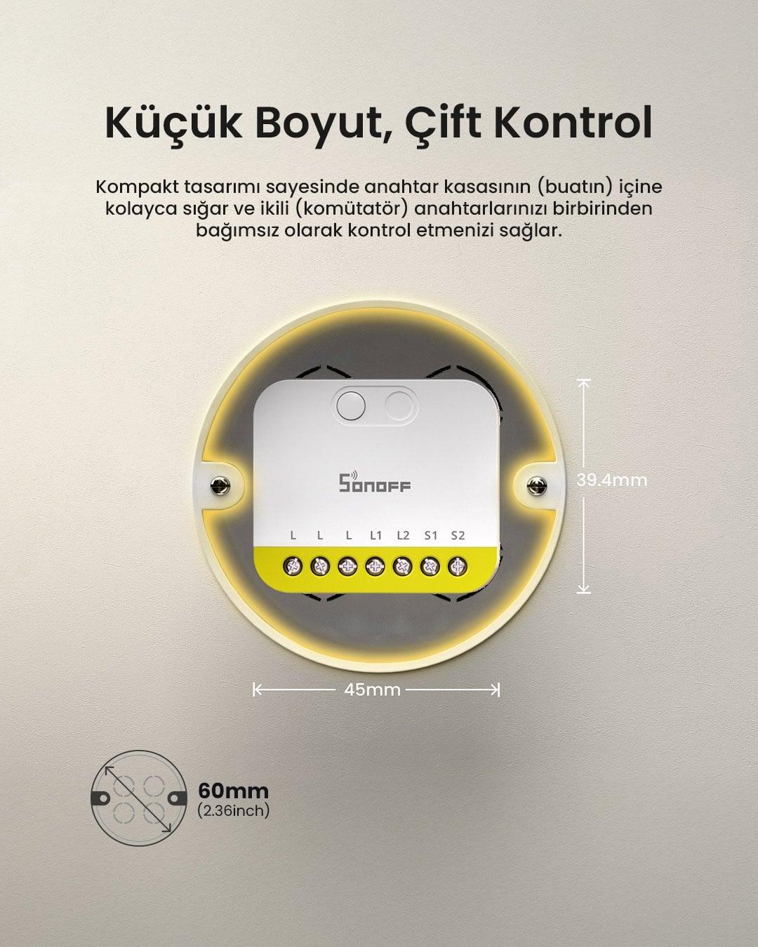 SONOFF Mini-ZB2GS-L Duo Nötrsüz ZigBee 2 Kanallı Akıllı Röle 
