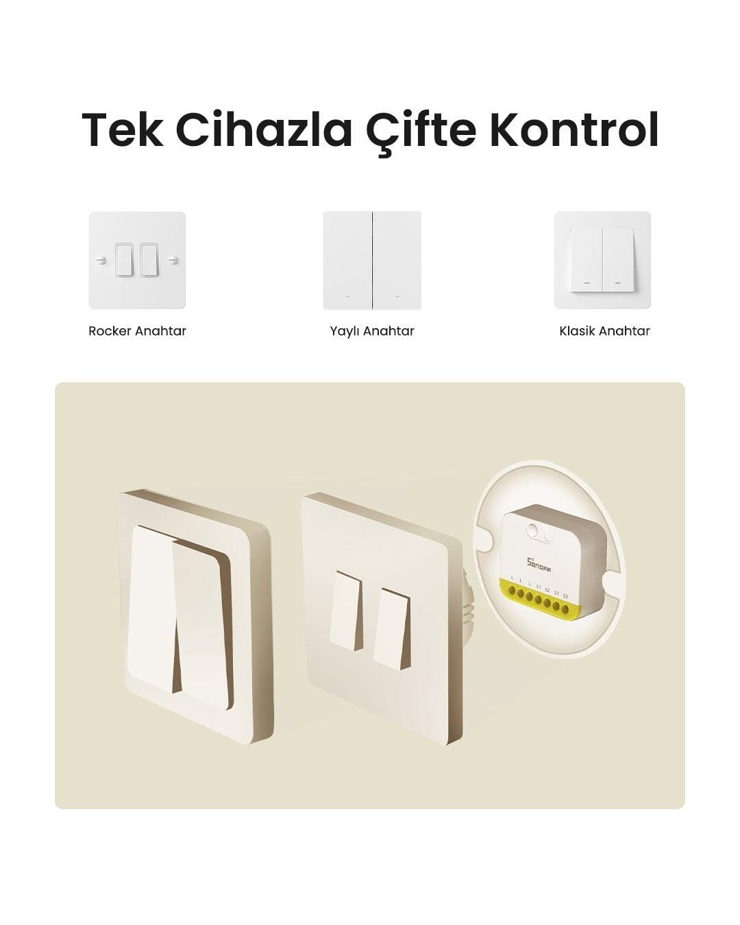 SONOFF Mini-ZB2GS-L Duo Nötrsüz ZigBee 2 Kanallı Akıllı Röle 