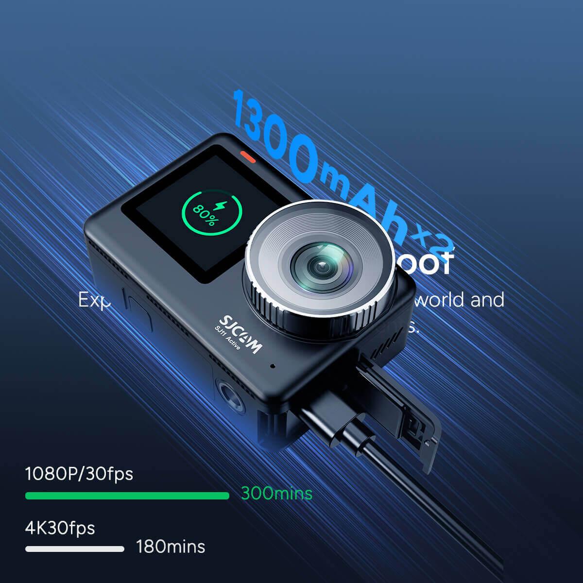 SJCAM SJ11 Active 1300mAh pil ve uzun kayıt süresi