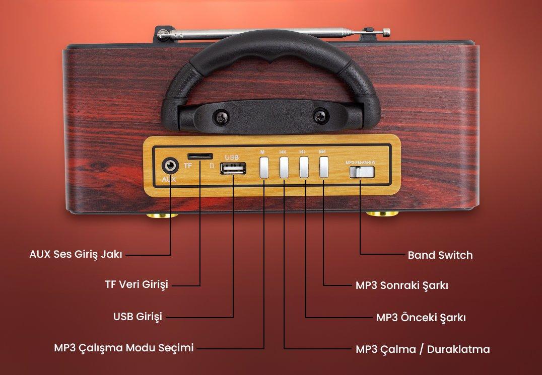 MagicVoice MV-115BT USB - SD - FM - Bluetooth Destekli Nostaljik Radyo