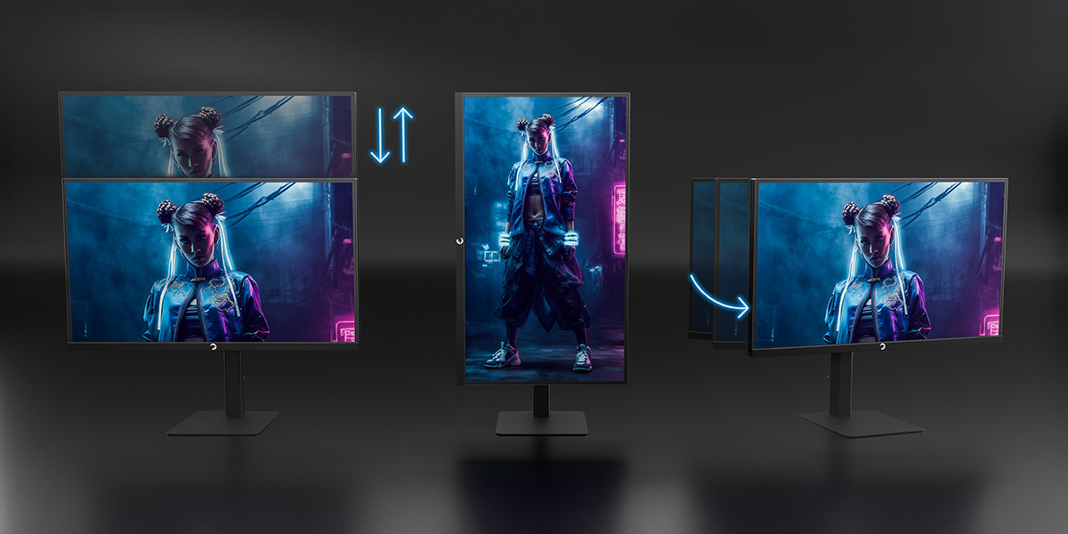 GamePower Kaze Dual 27″ 0.5Ms 4K 160Hz - FHD 320Hz Fast IPS Pivot Dual Mod Gaming Monitör (Sıfır Ölü Piksel Garantili)