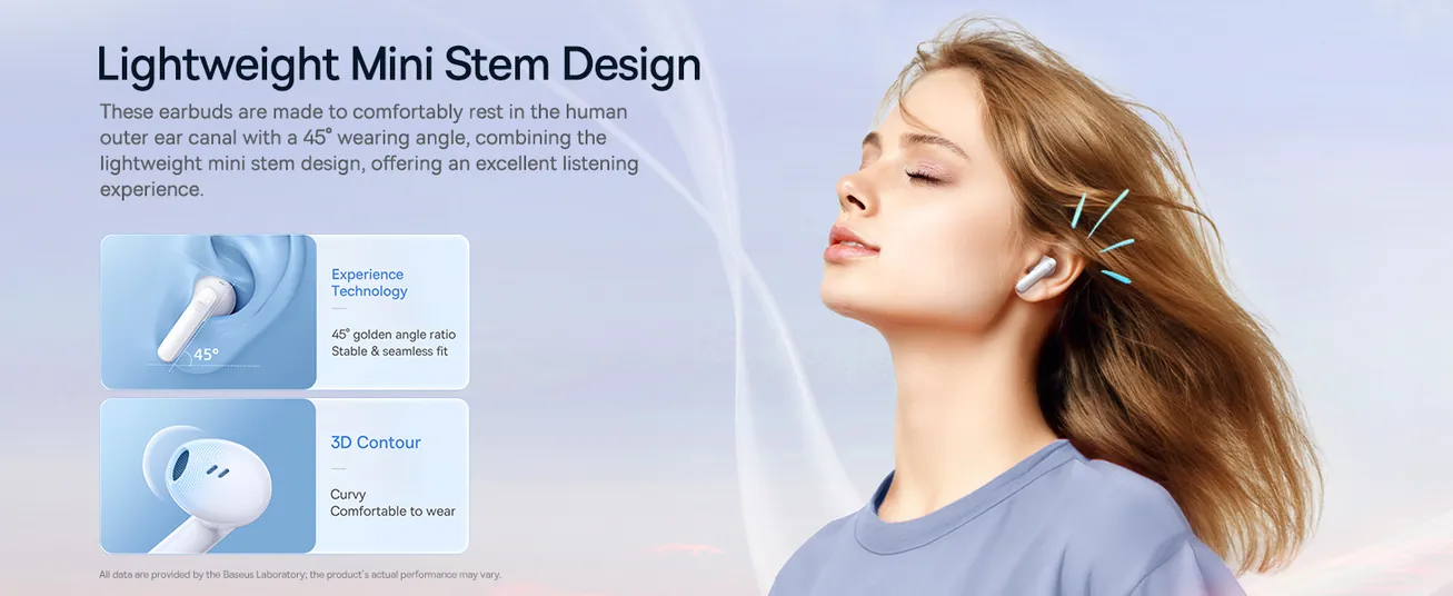 Baseus Bowie E13 True Wireless Earbuds with 12mm Diaphragm, 30H Battery, Low Latency 0.06s, BT 5.3, App Control – For Music, Gaming & Calls