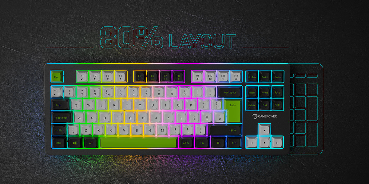 GamePower Nama RGB Mekanik Kablolu, 2.4Ghz, Bluetooth 3 Mod Aliminyum Gaming Klavye