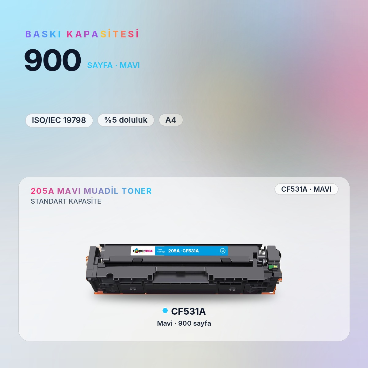 CF531A Mavi Muadil Toner baskı kapasitesi