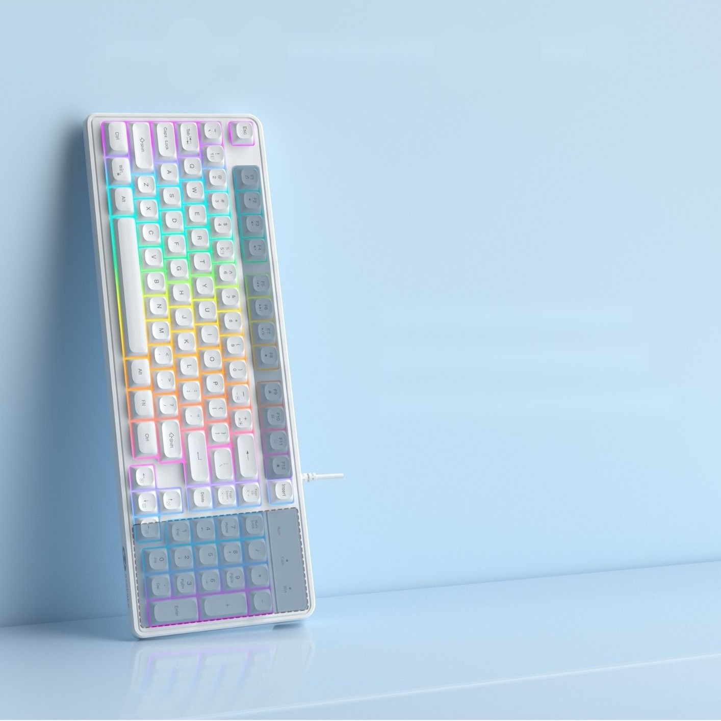 MageGee GK980 98 Tuş RGB Kablolu Membran Gaming Beyaz Klavye